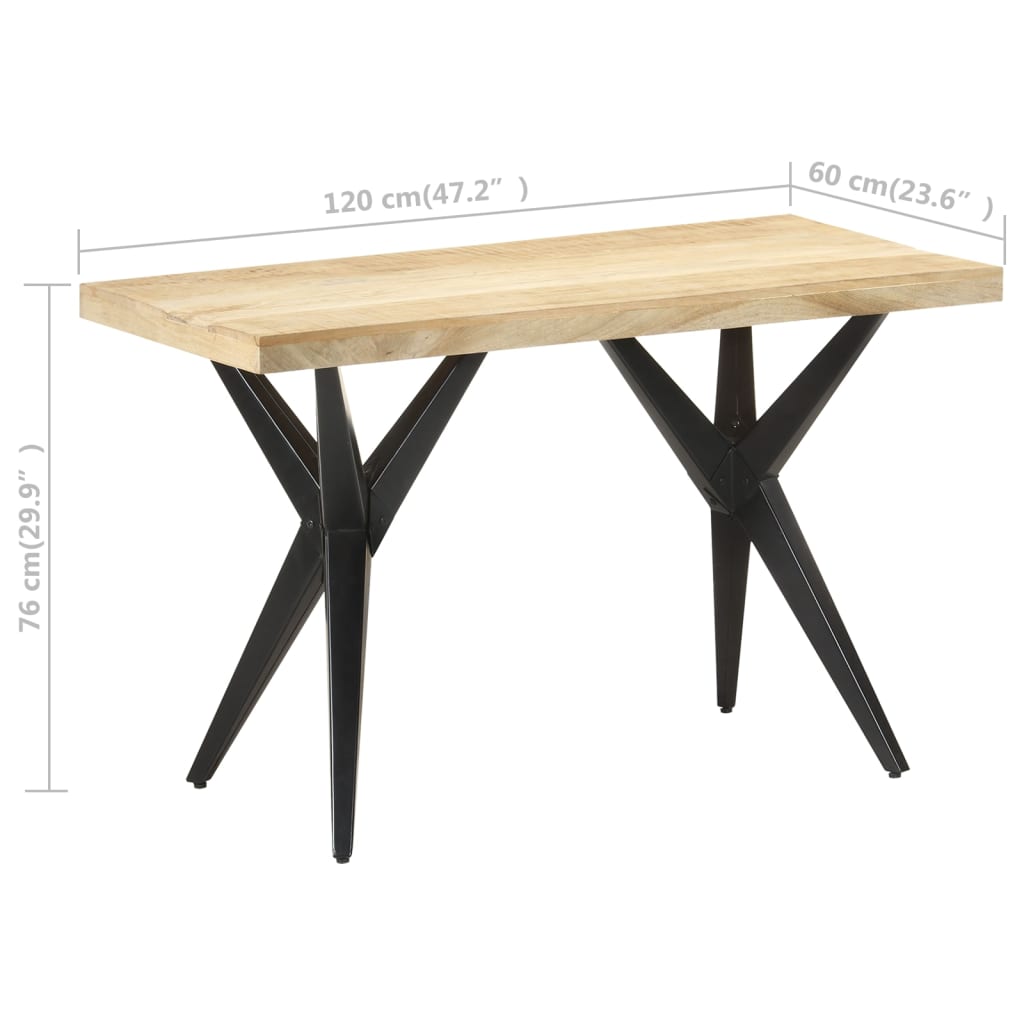 vidaXL Mesa de comedor de madera maciza de mango 120x60x76 cm