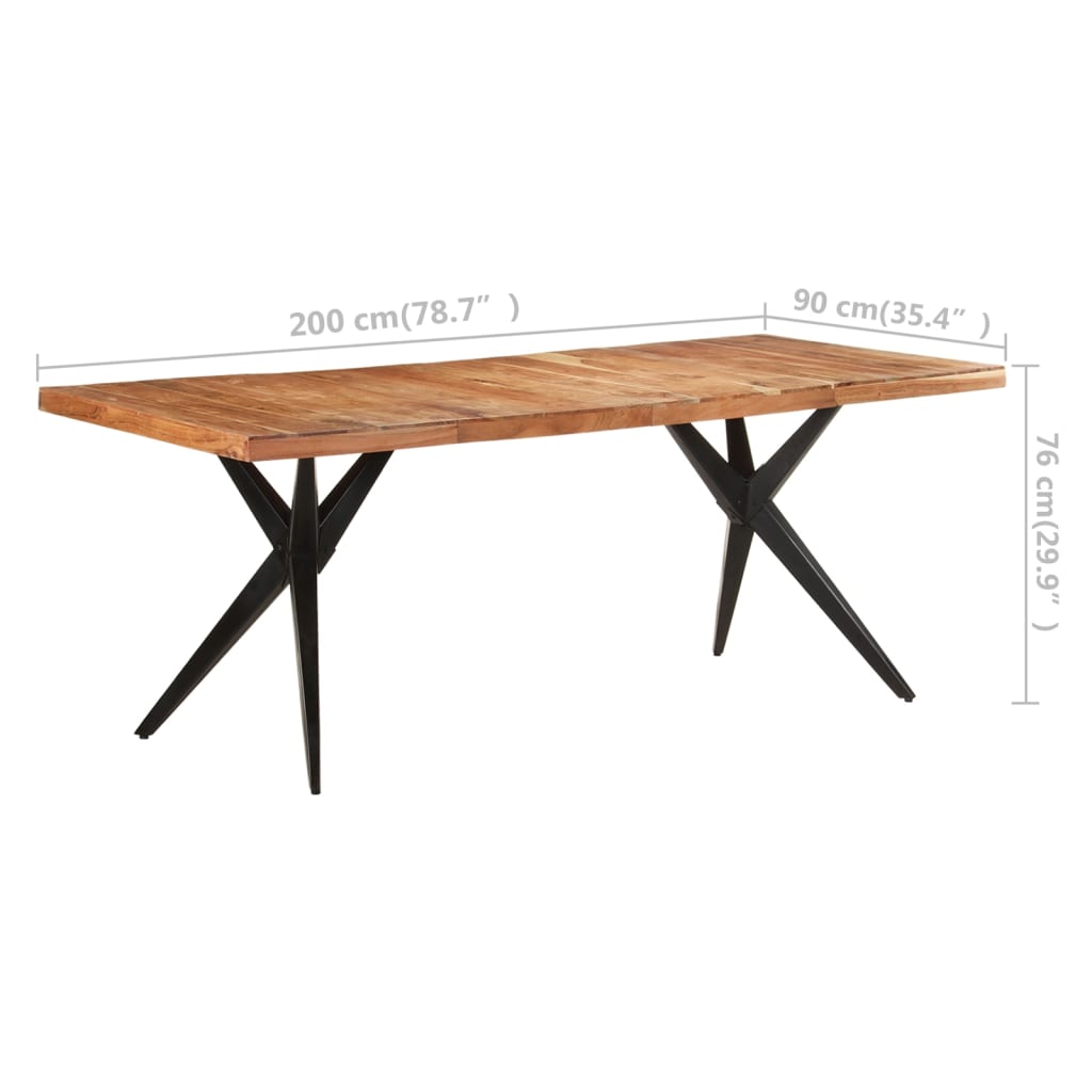 vidaXL Mesa de comedor madera maciza de acacia 200x90x76 cm