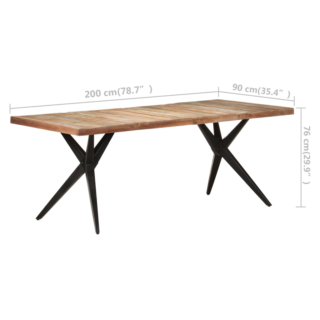 vidaXL Mesa de comedor de madera maciza reciclada 200x90x76 cm