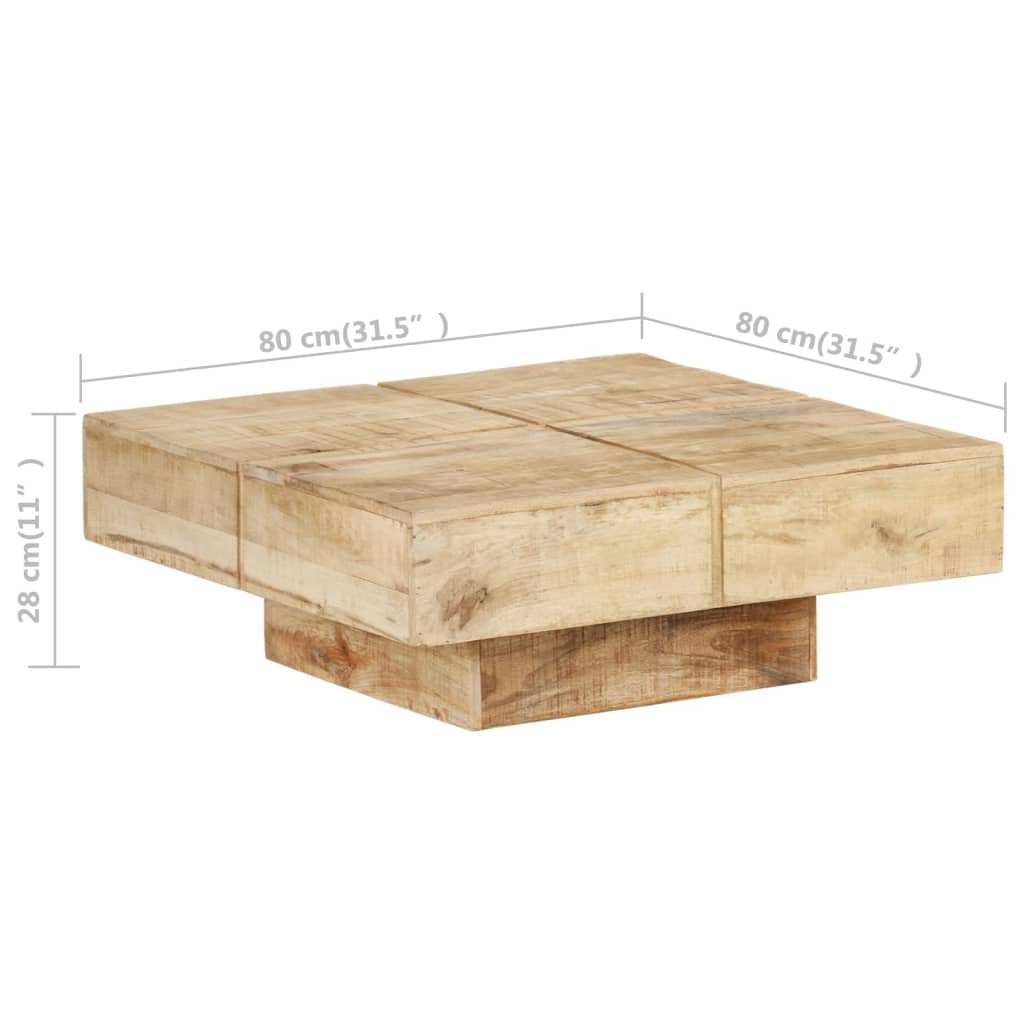 vidaXL Mesa de centro de madera maciza de mango 80x80x28 cm