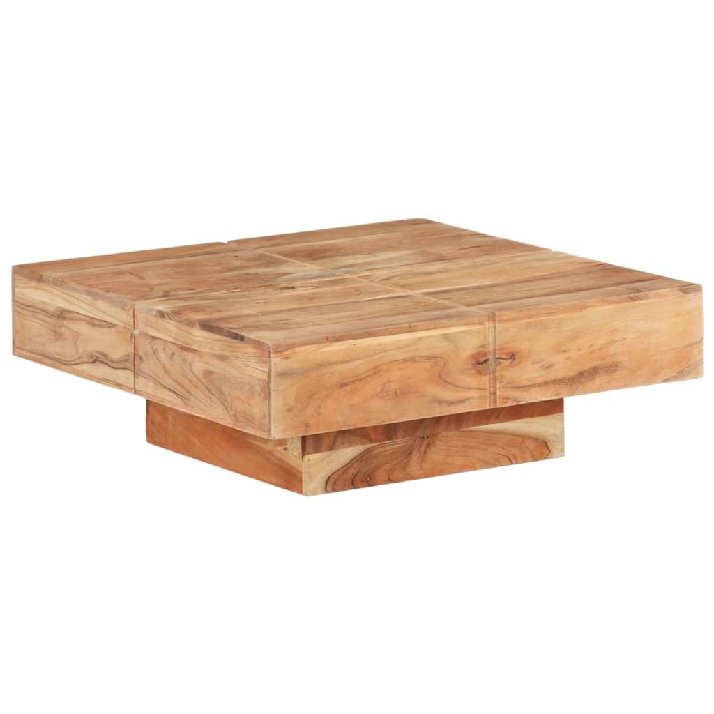 vidaXL Mesa de centro de madera maciza de acacia 80x80x28 cm