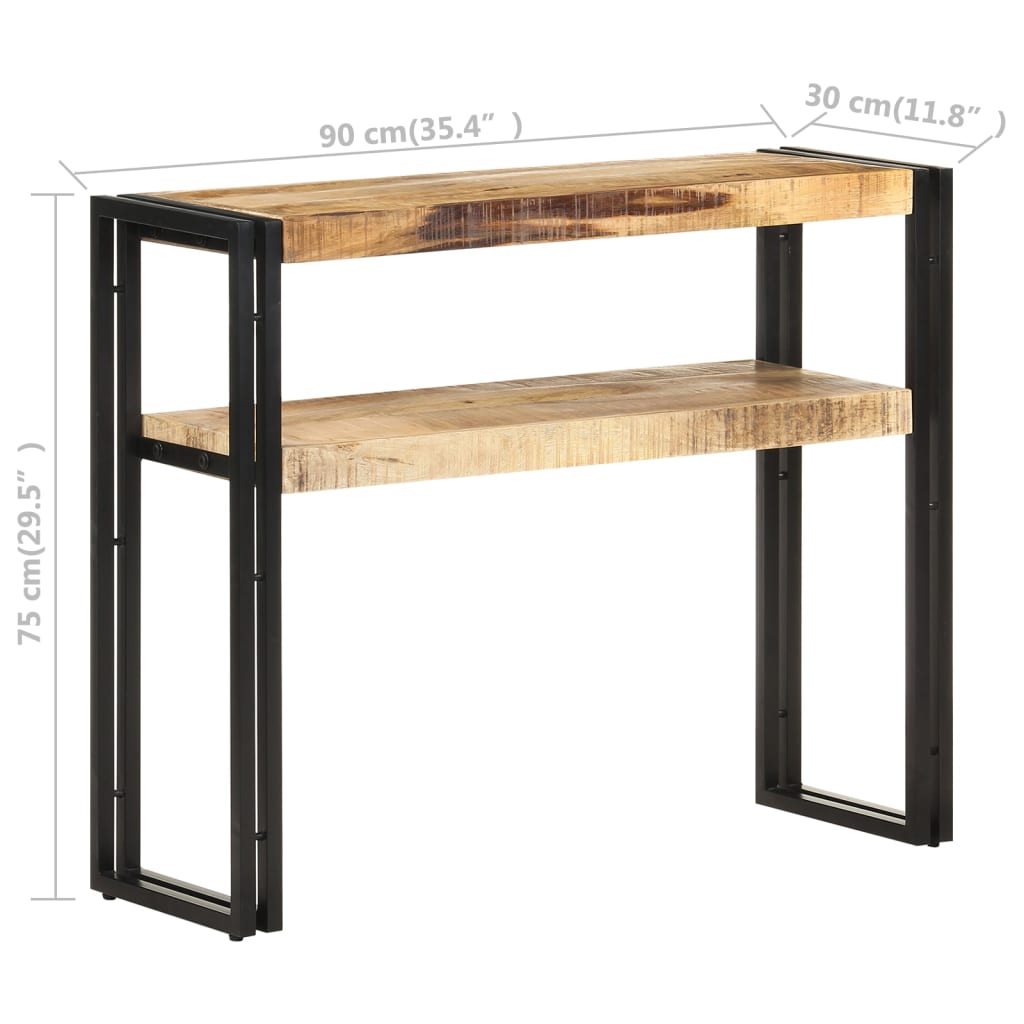 vidaXL Mesa consola de madera de mango rugosa 90x30x75 cm