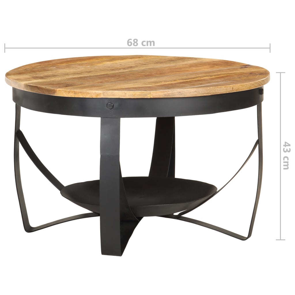 vidaXL Mesa de centro de madera de mango rugosa Ø68x43 cm