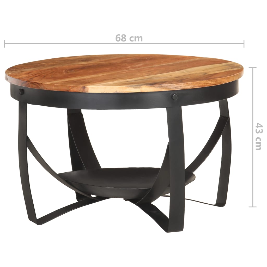 vidaXL Mesa de centro de madera maciza de acacia Ø68x43 cm