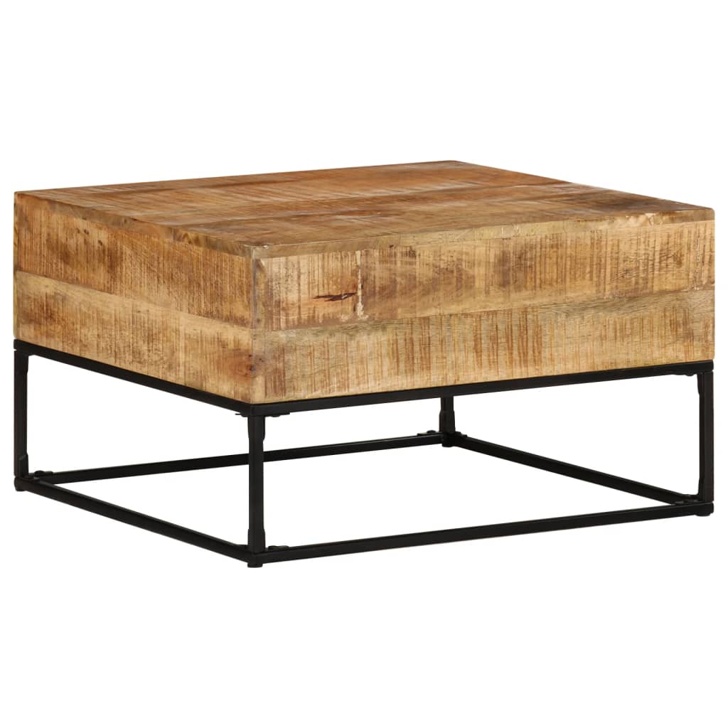 vidaXL Mesa de centro madera de mango rugosa 68x68x41 cm