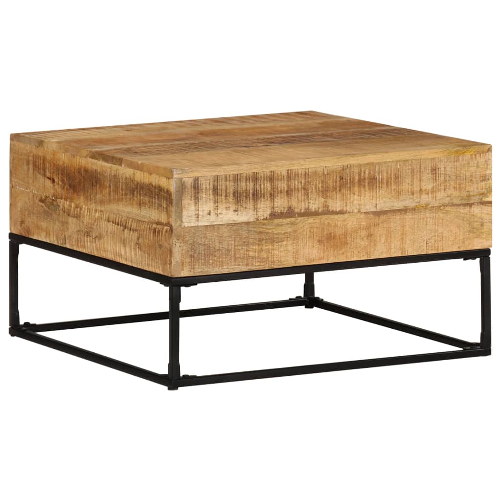 vidaXL Mesa de centro madera de mango rugosa 68x68x41 cm