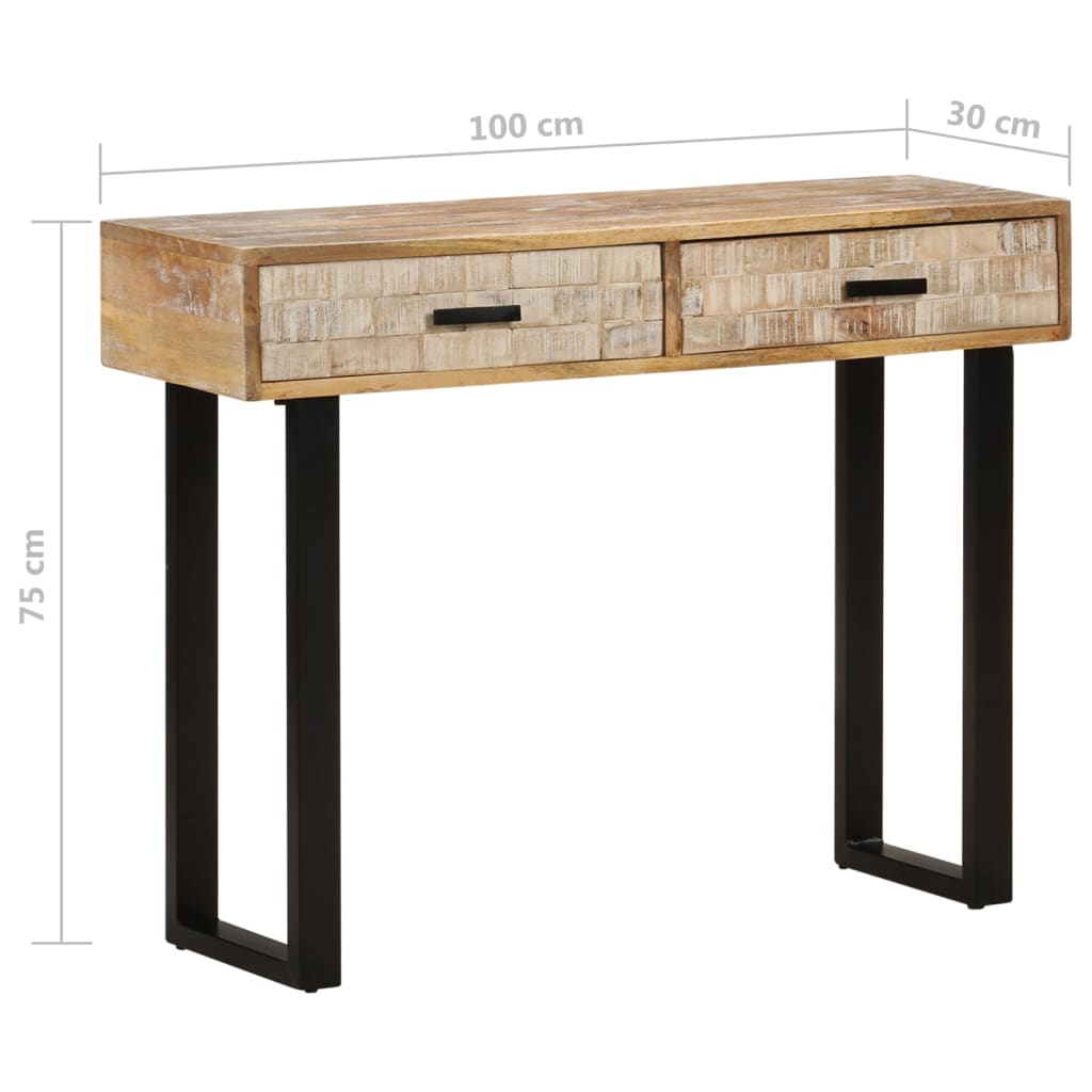 vidaXL Mesa consola de madera maciza de mango 100x30x75 cm