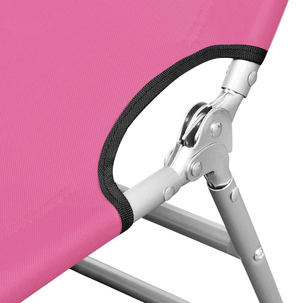 vidaXL Tumbona plegable con cojín para la cabeza acero rosa magenta