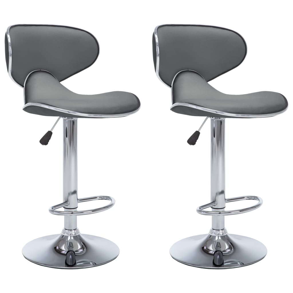 323648 vidaXL Bar Stools 2 pcs Grey Faux Leather