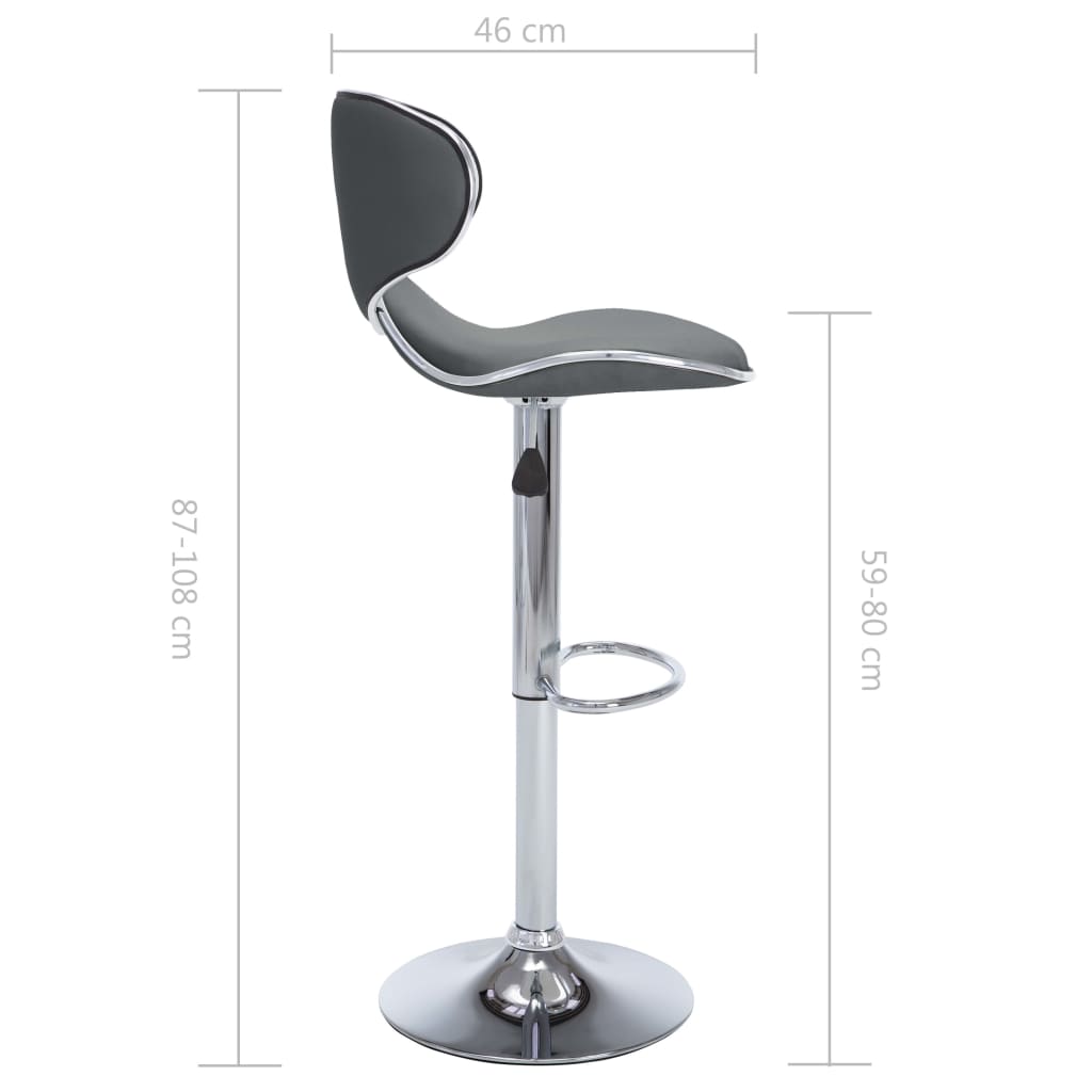 323648 vidaXL Bar Stools 2 pcs Grey Faux Leather