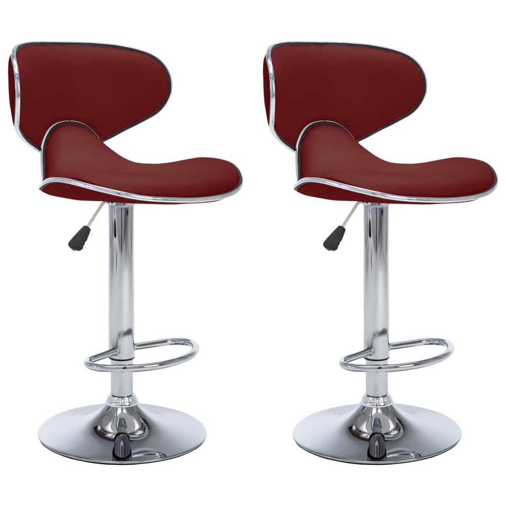 323649 vidaXL Bar Stools 2 pcs Wine Red Faux Leather