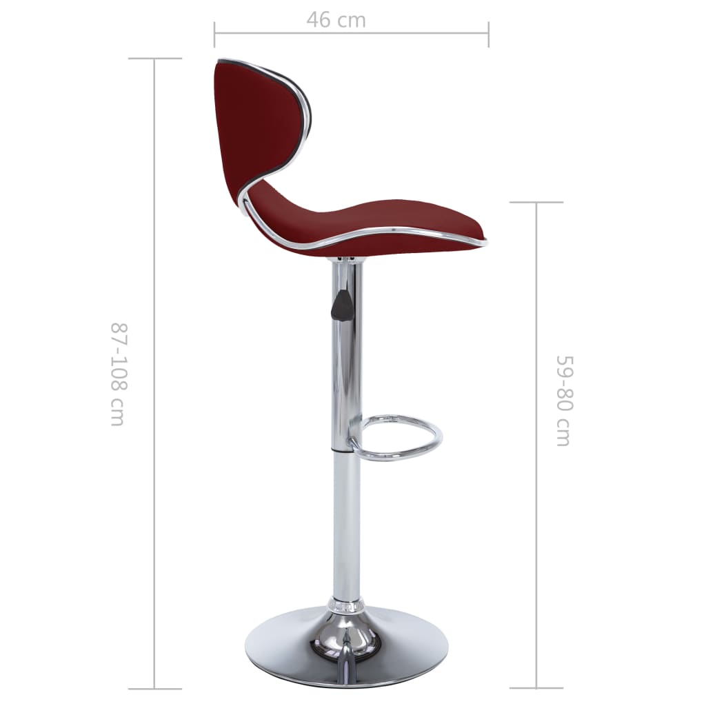 323649 vidaXL Bar Stools 2 pcs Wine Red Faux Leather