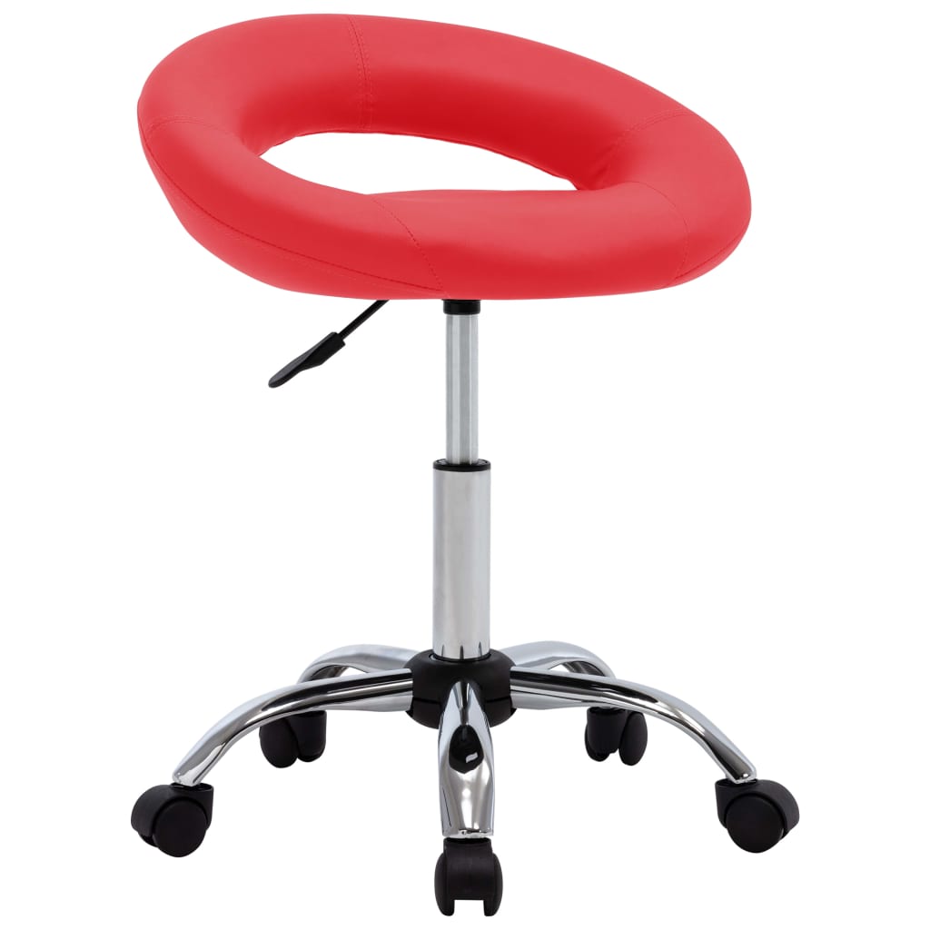 vidaXL Silla de trabajo con ruedas cuero sintético rojo