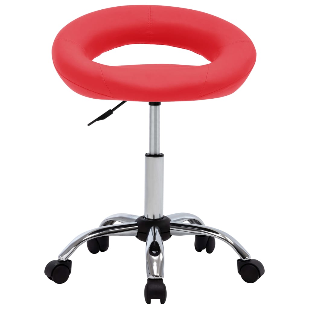 vidaXL Silla de trabajo con ruedas cuero sintético rojo