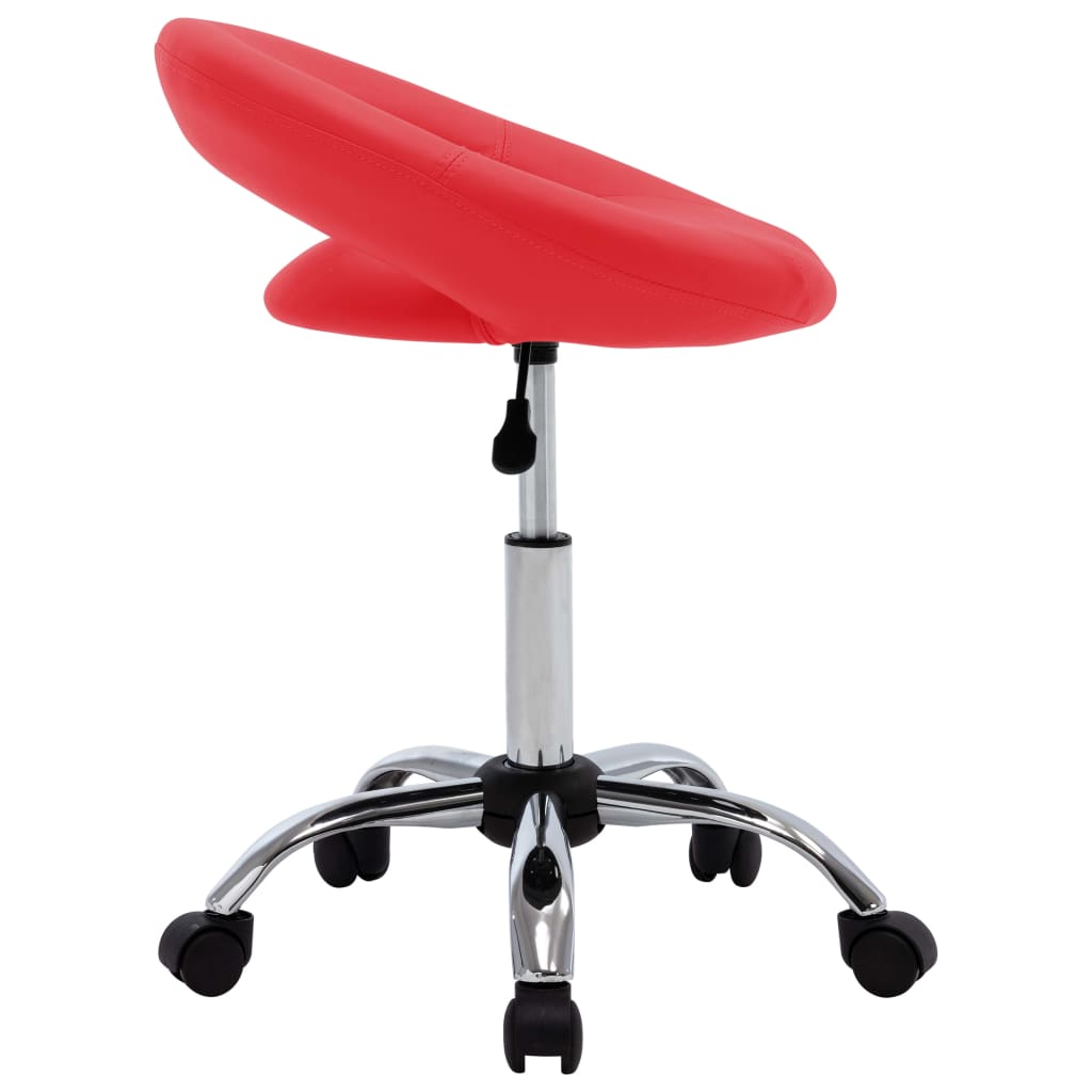 vidaXL Silla de trabajo con ruedas cuero sintético rojo