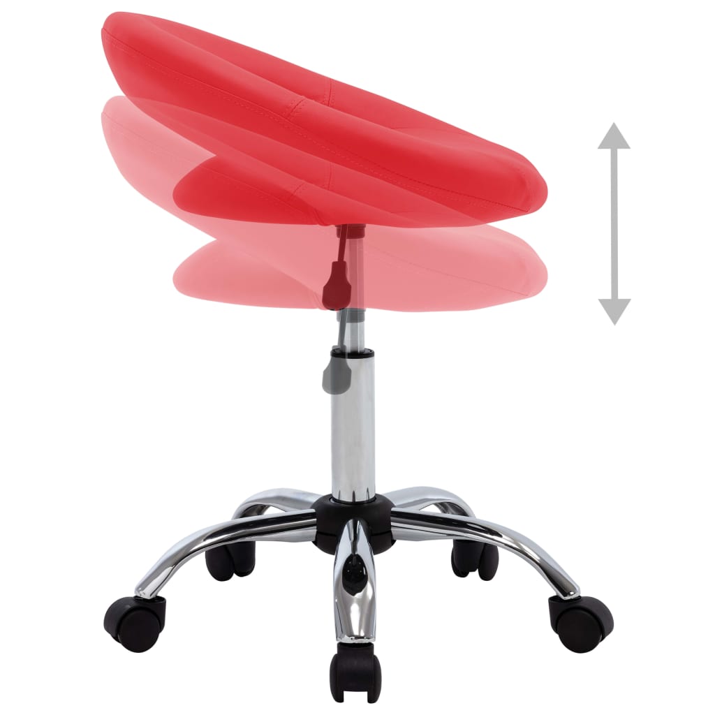 vidaXL Silla de trabajo con ruedas cuero sintético rojo