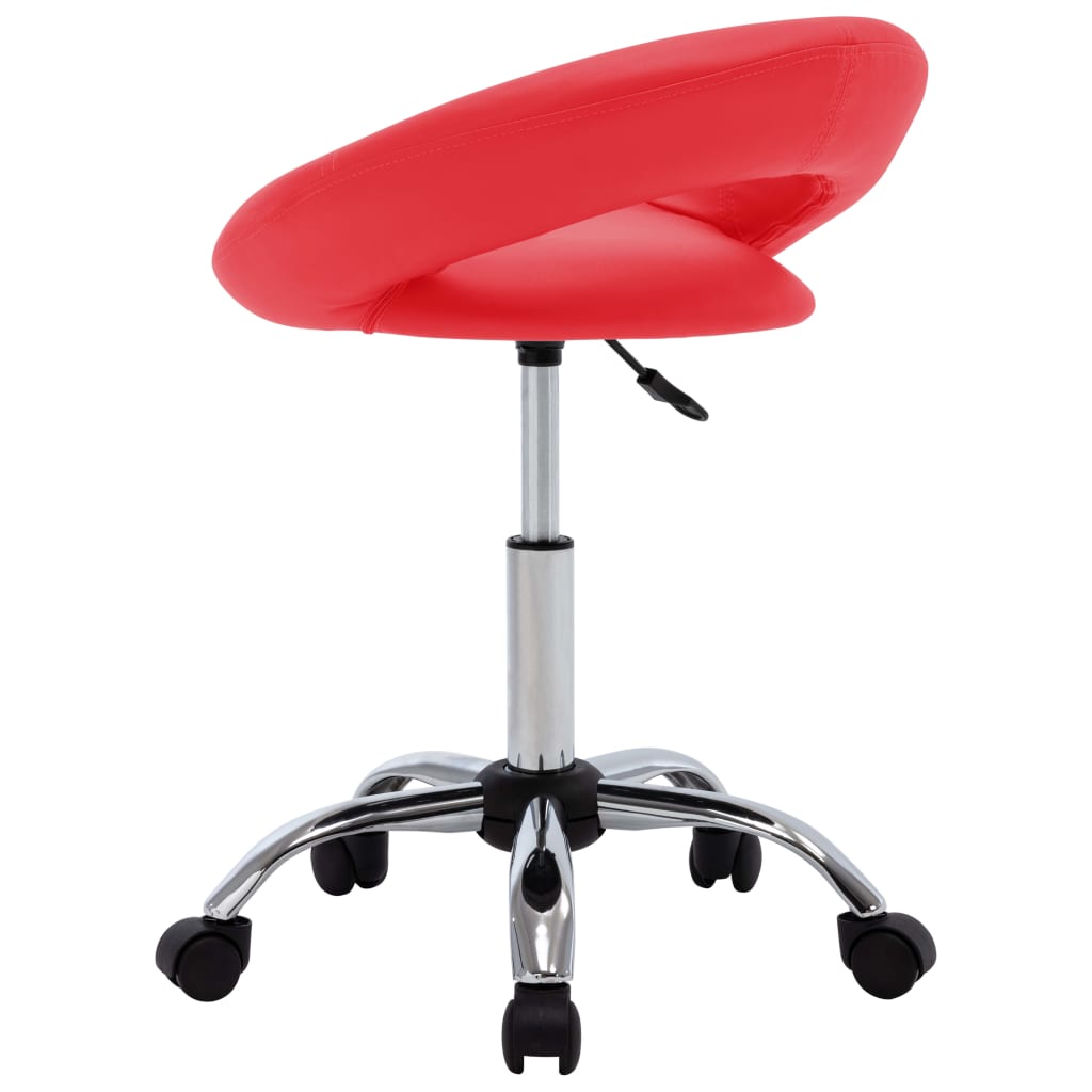 vidaXL Silla de trabajo con ruedas cuero sintético rojo