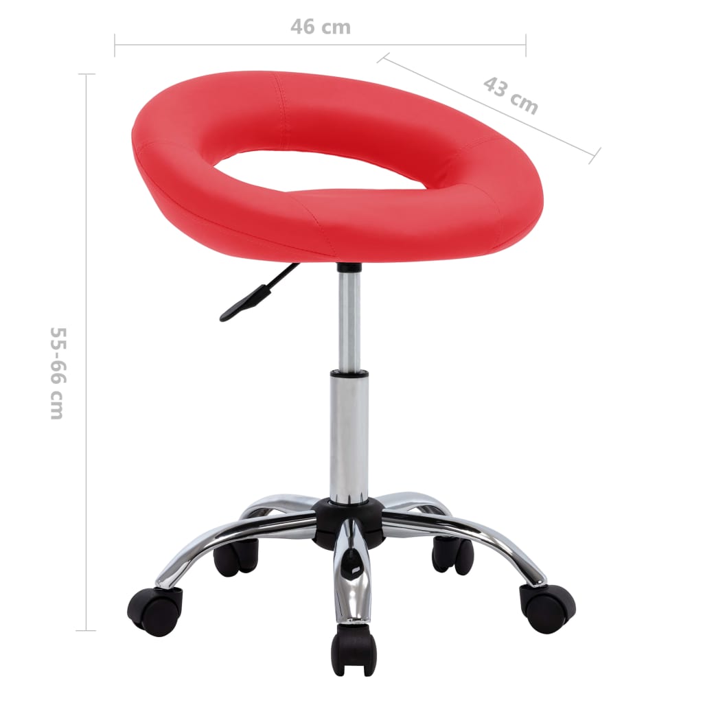 vidaXL Silla de trabajo con ruedas cuero sintético rojo