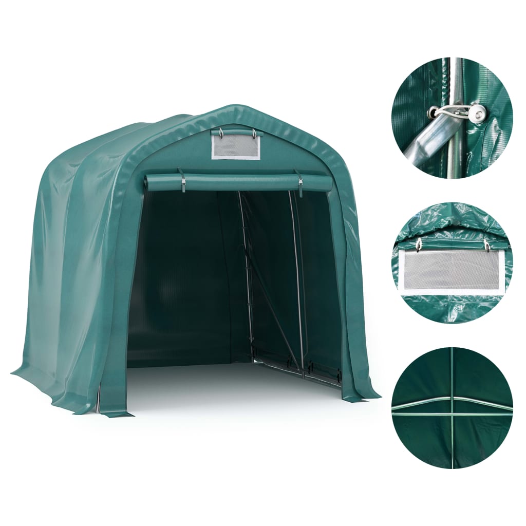 vidaXL Carpa garaje de almacenamiento PVC verde 2,4x2,4 m