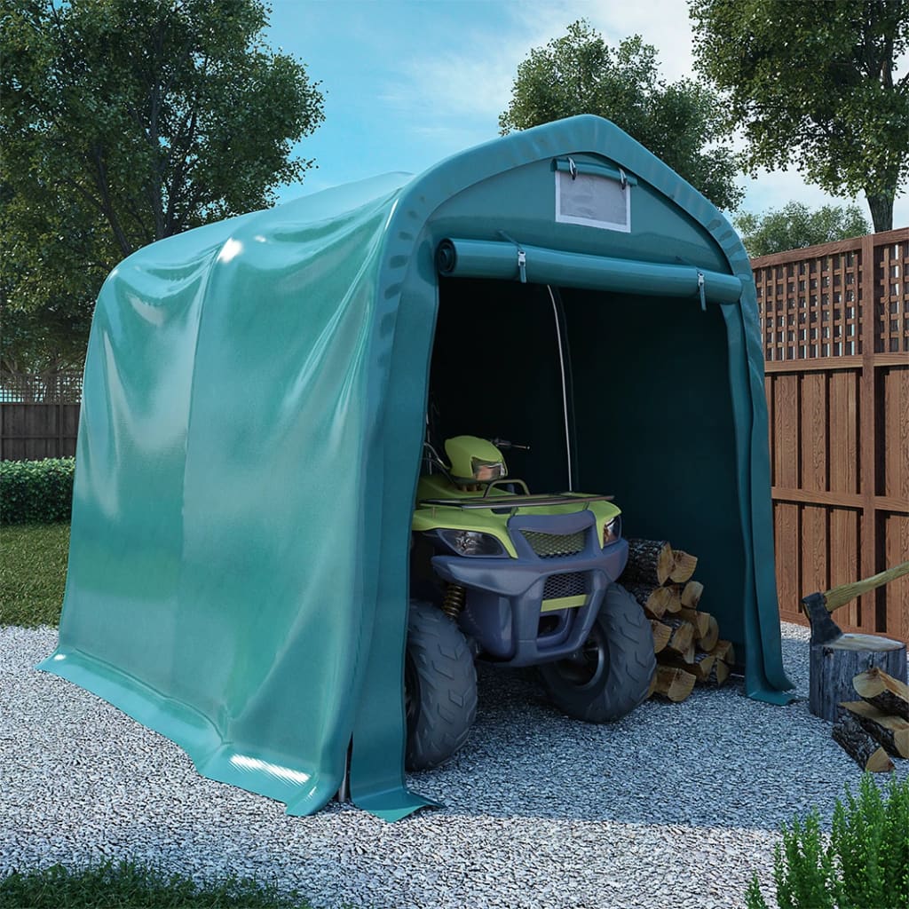 vidaXL Carpa garaje de almacenamiento PVC verde 2,4x2,4 m