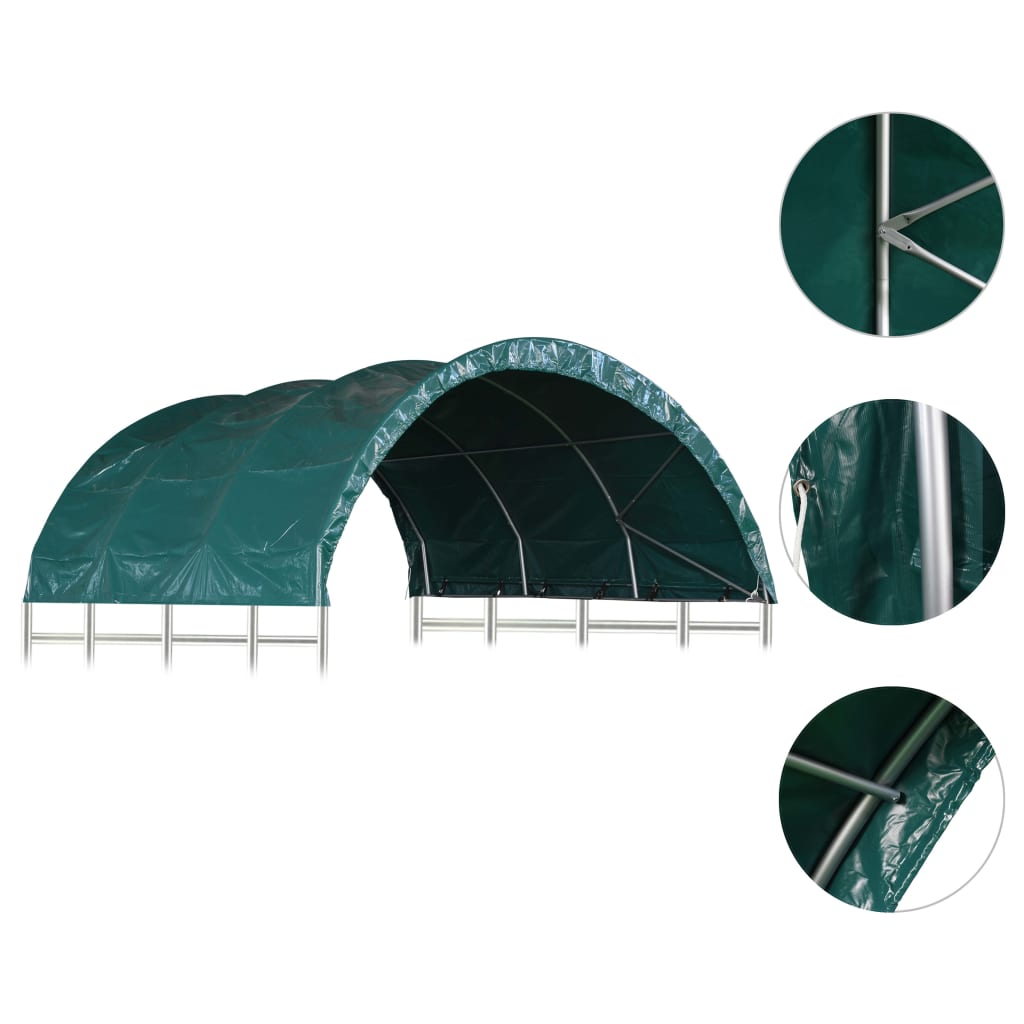 vidaXL Carpa para ganado PVC verde 3,7x3,7 m