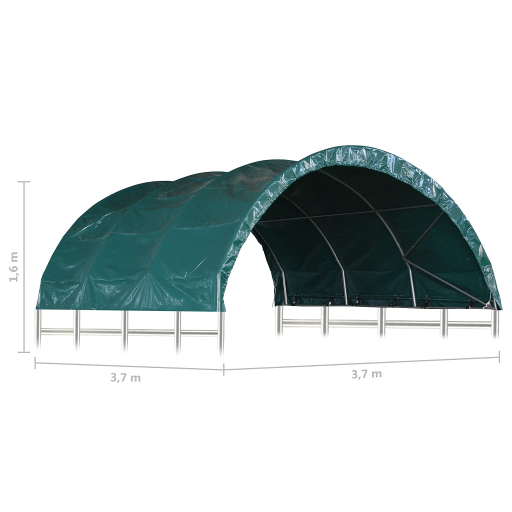 vidaXL Carpa para ganado PVC verde 3,7x3,7 m