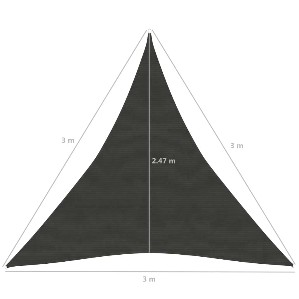 vidaXL Toldo de vela HDPE gris antracita 160 g/m² 3x3x3 m