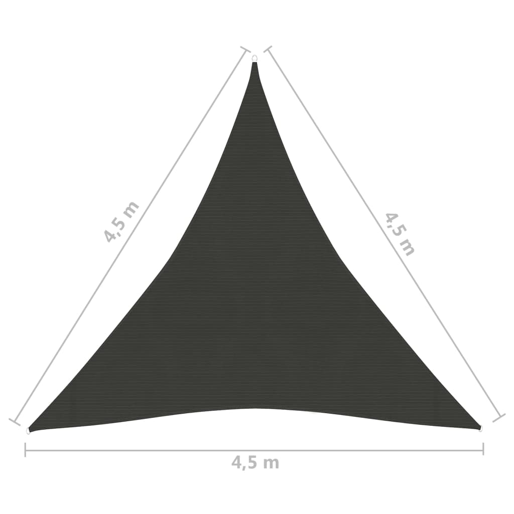 vidaXL Toldo de vela HDPE gris antracita 160 g/m² 4,5x4,5x4,5 m