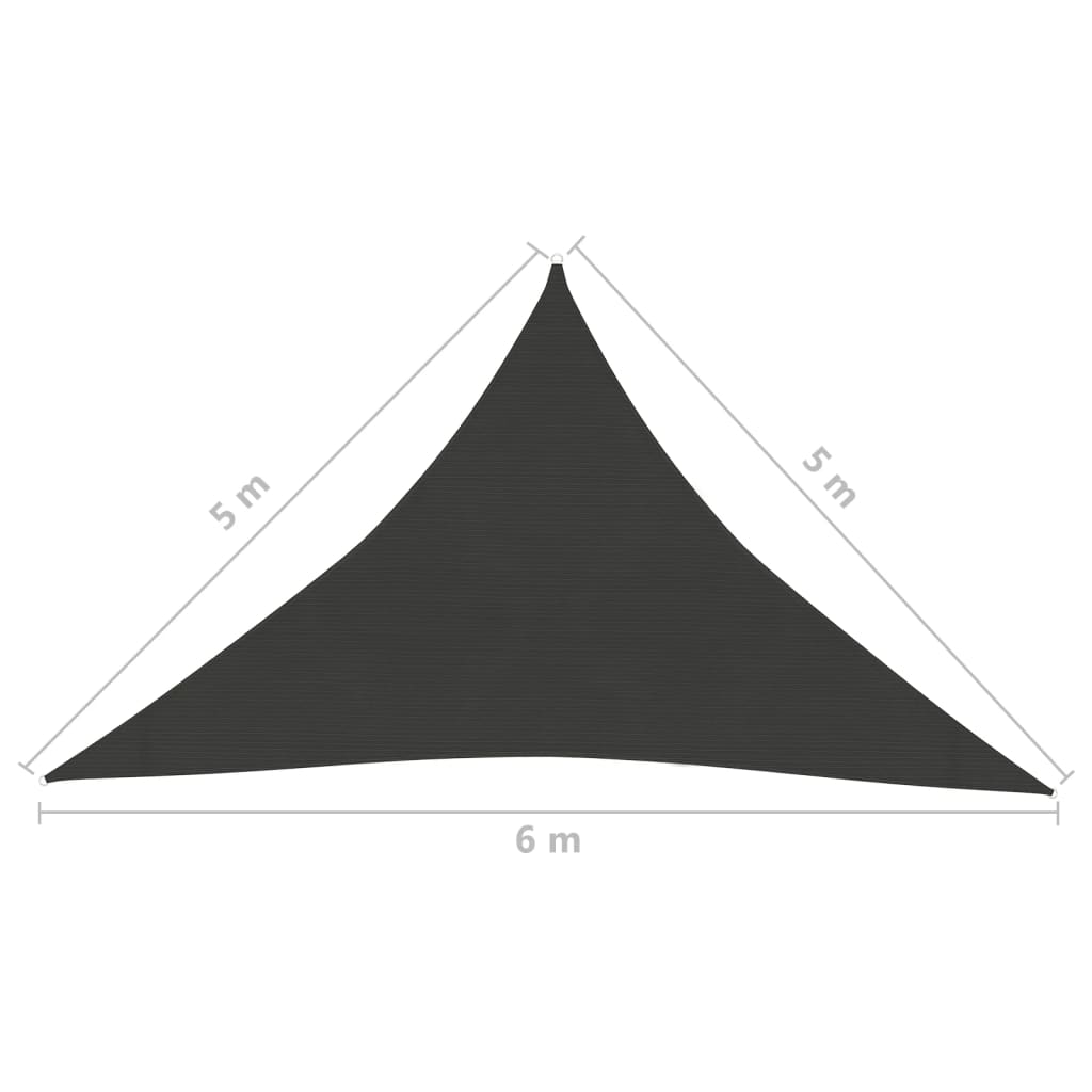 vidaXL Toldo de vela gris antracita HDPE 160 g/m² 5x5x6 m