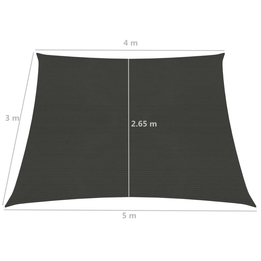 vidaXL Toldo de vela gris antracita HDPE 160 g/m² 4/5x3 m