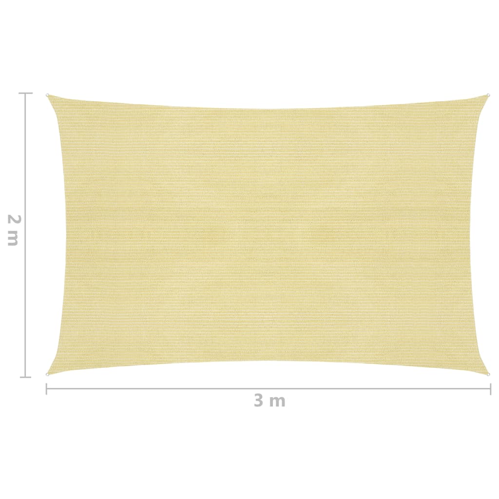 vidaXL Toldo de vela beige HDPE 160 g/m² 2x3 m