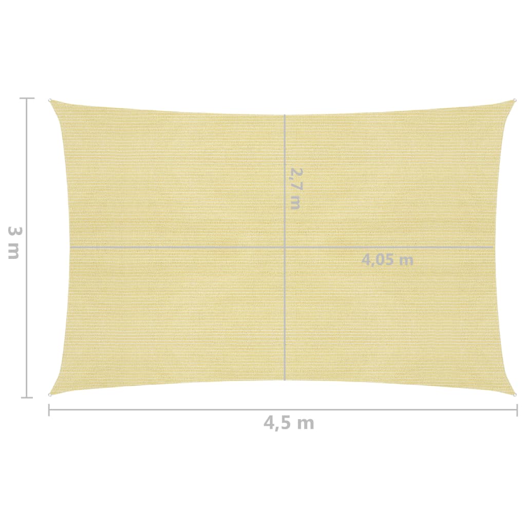 vidaXL Toldo de vela beige HDPE 160 g/m² 3x4,5 m