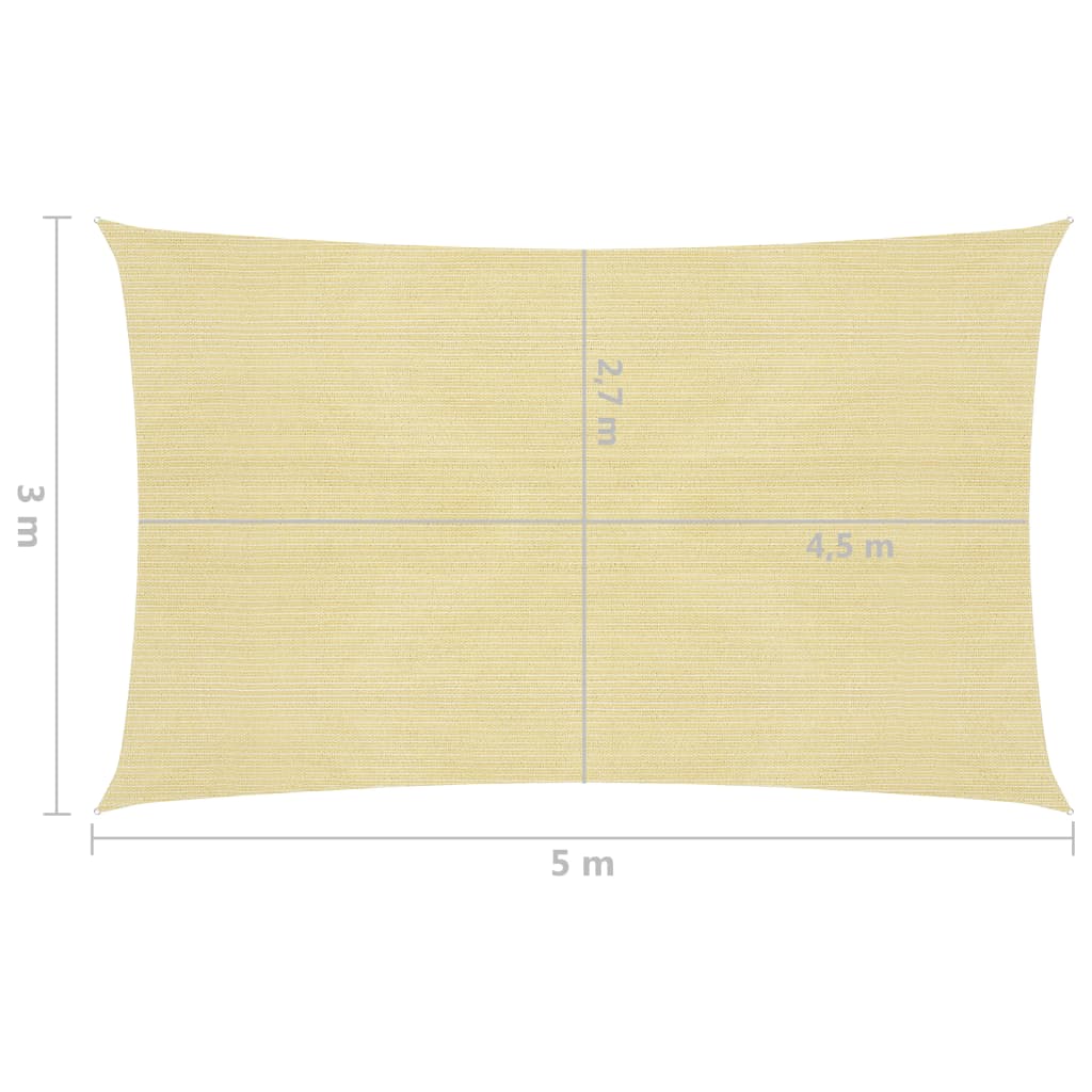 vidaXL Toldo de vela beige HDPE 160 g/m² 3x5 m