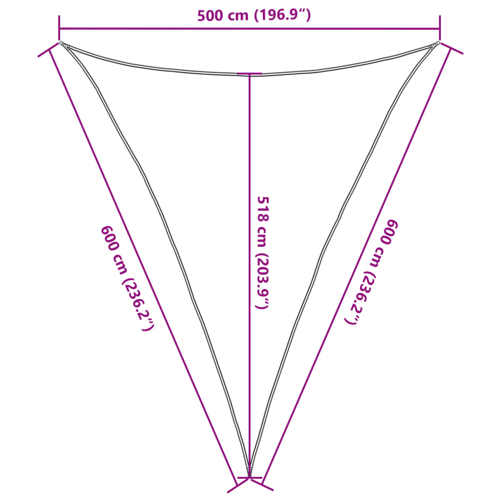 vidaXL Toldo de vela HDPE beige 160 g/m² 5x6x6 m