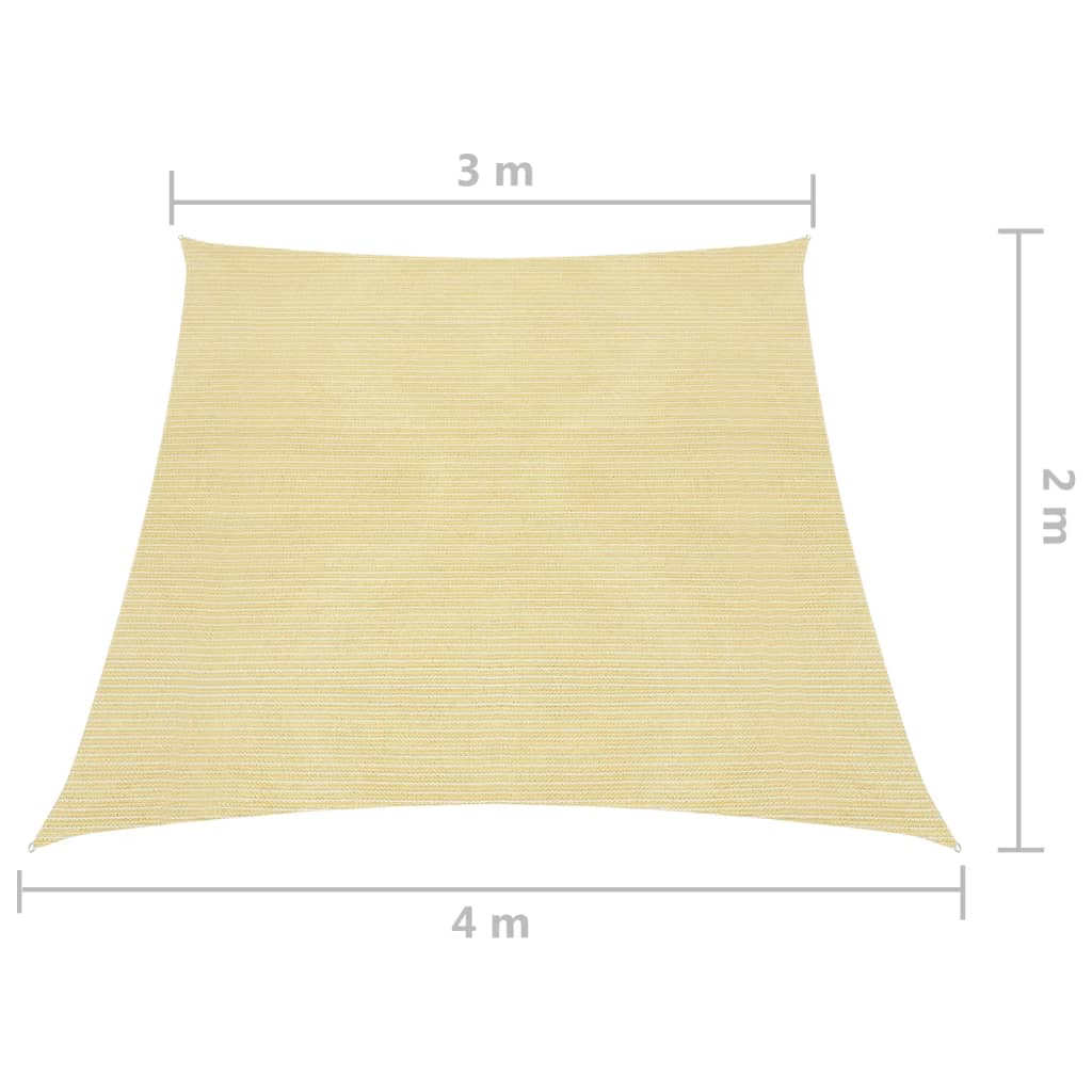 vidaXL Toldo de vela HDPE beige 160 g/m² 3/4x2 m