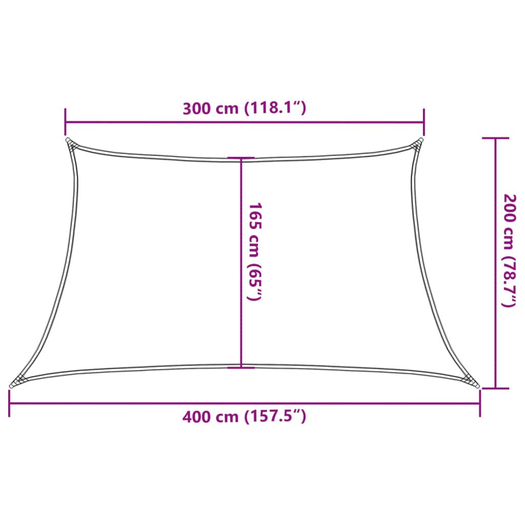 vidaXL Toldo de vela HDPE beige 160 g/m² 3/4x2 m