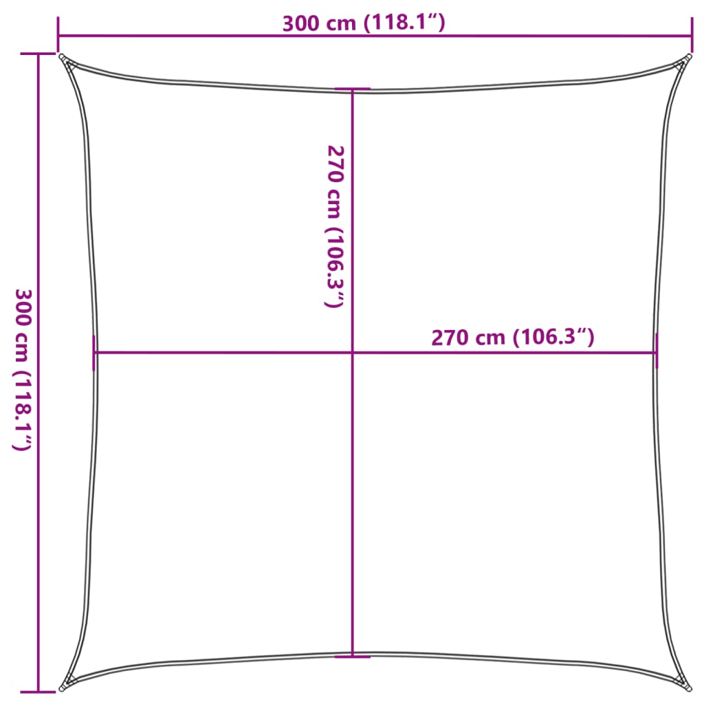 vidaXL Toldo de vela crema HDPE 160 g/m² 3x3 m