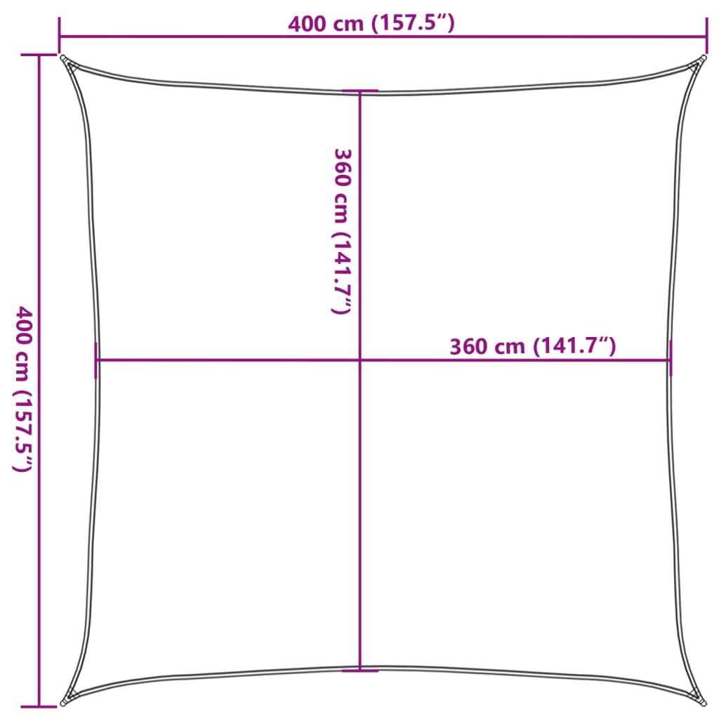 vidaXL Toldo de vela crema HDPE 160 g/m² 4x4 m