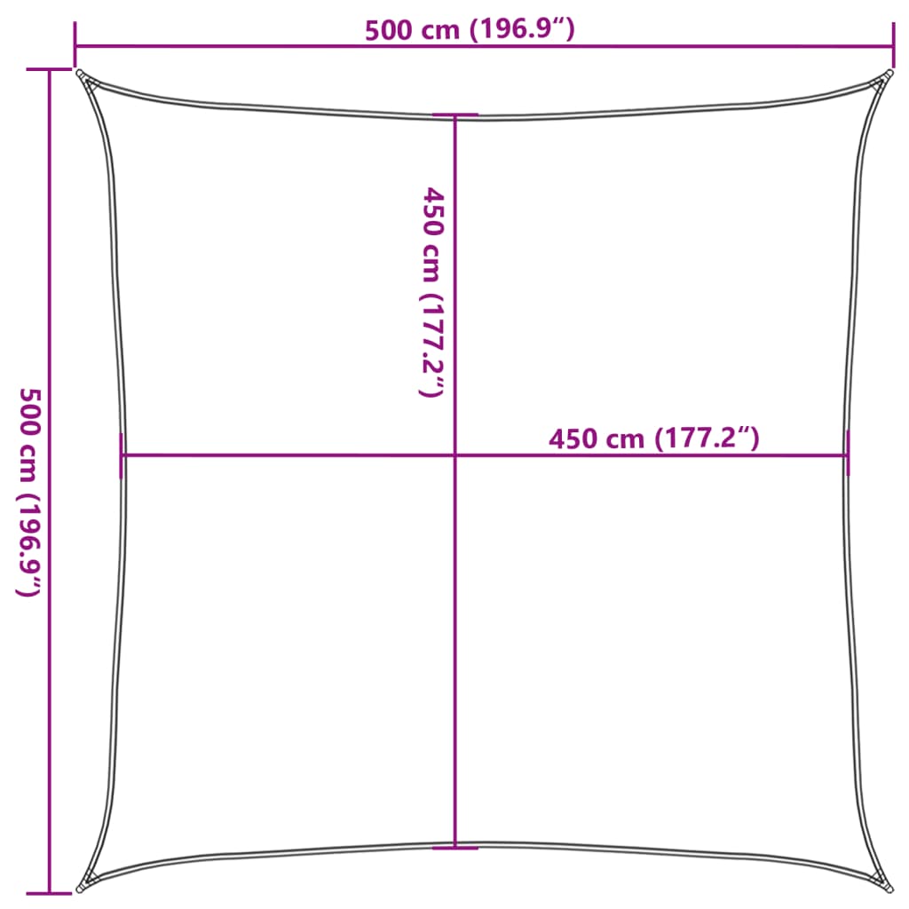 vidaXL Toldo de vela crema HDPE 160 g/m² 5x5 m