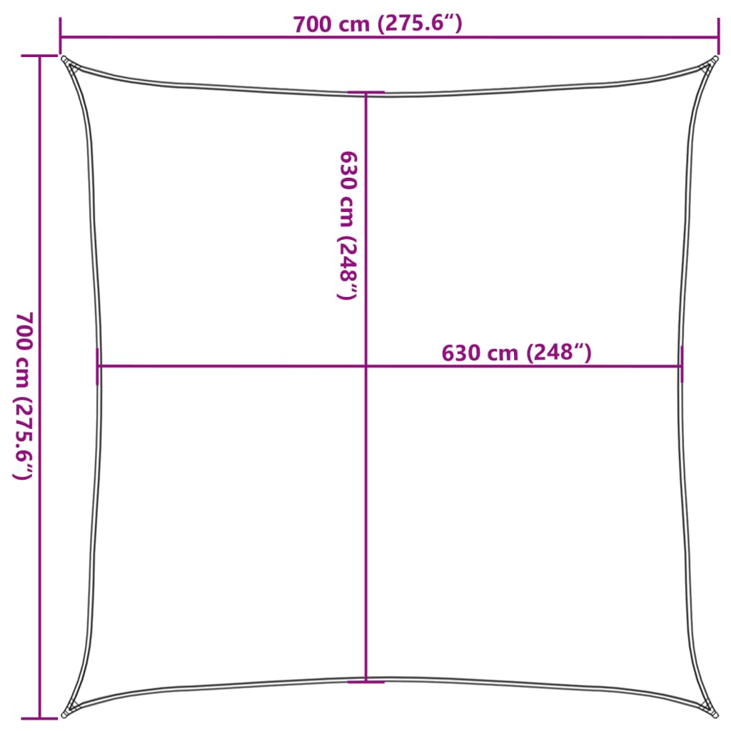 vidaXL Toldo de vela crema HDPE 160 g/m² 7x7 m