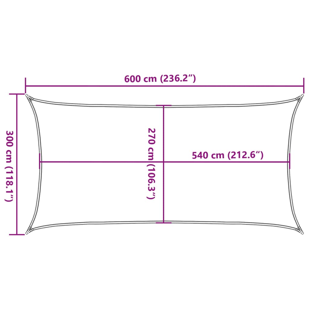 vidaXL Toldo de vela crema HDPE 160 g/m² 3x6 m