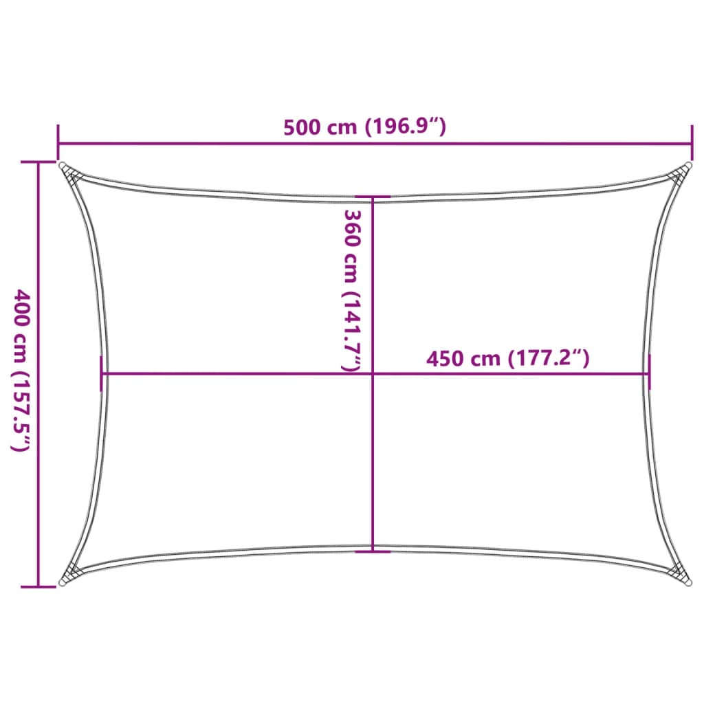 vidaXL Toldo de vela crema HDPE 160 g/m² 4x5 m