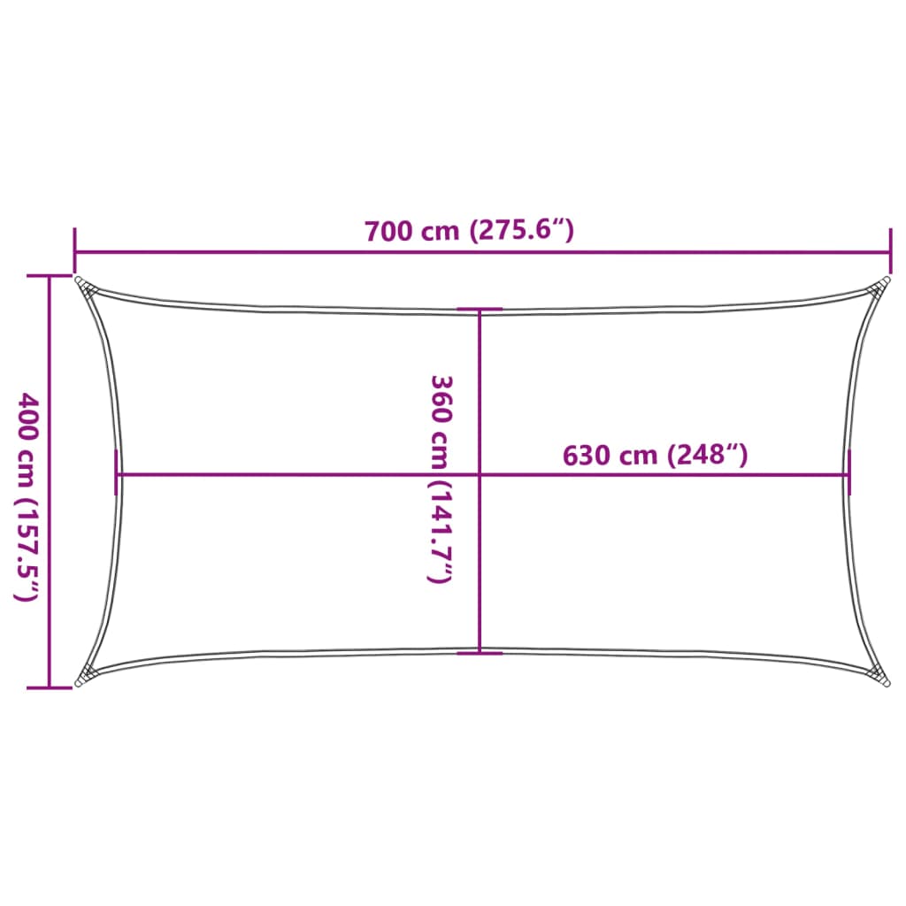 vidaXL Toldo de vela crema HDPE 160 g/m² 4x7 m