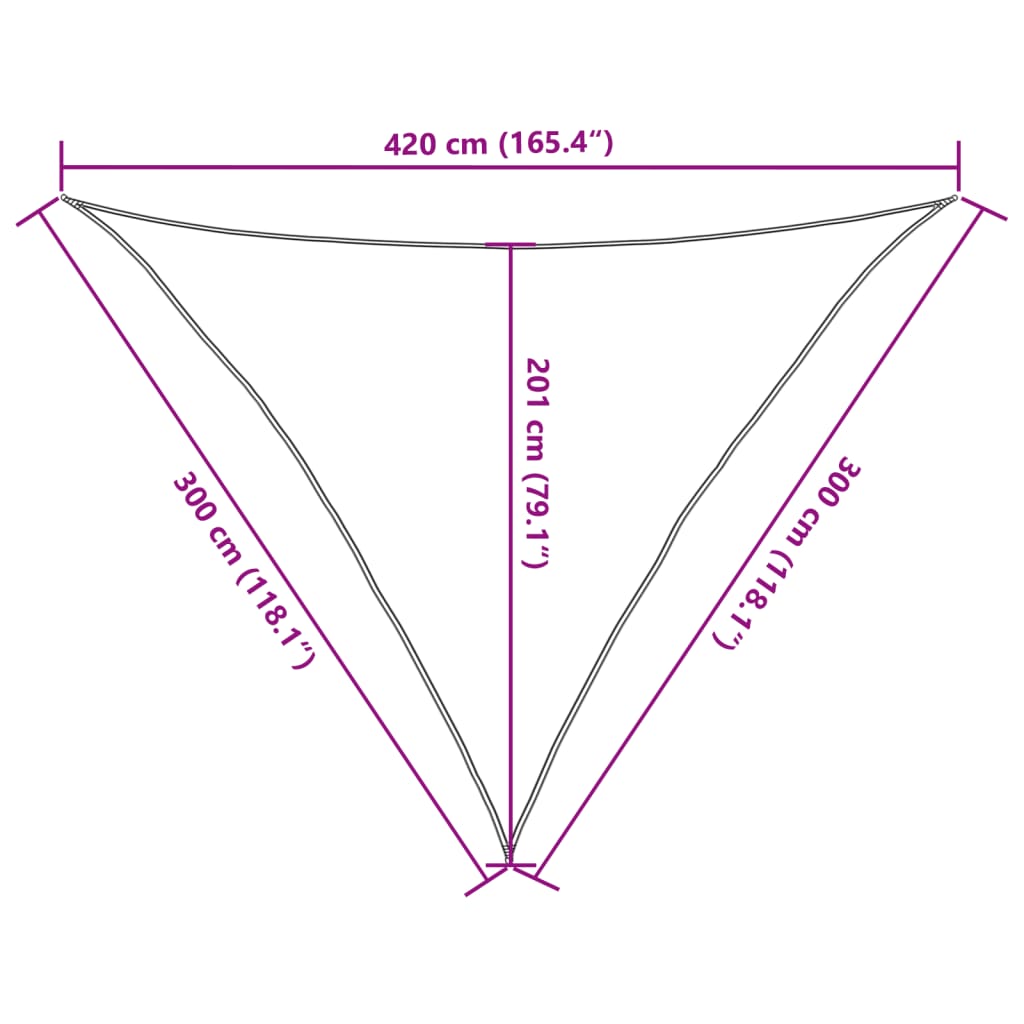 vidaXL Toldo de vela crema HDPE 160 g/m² 3x3x4,2 m