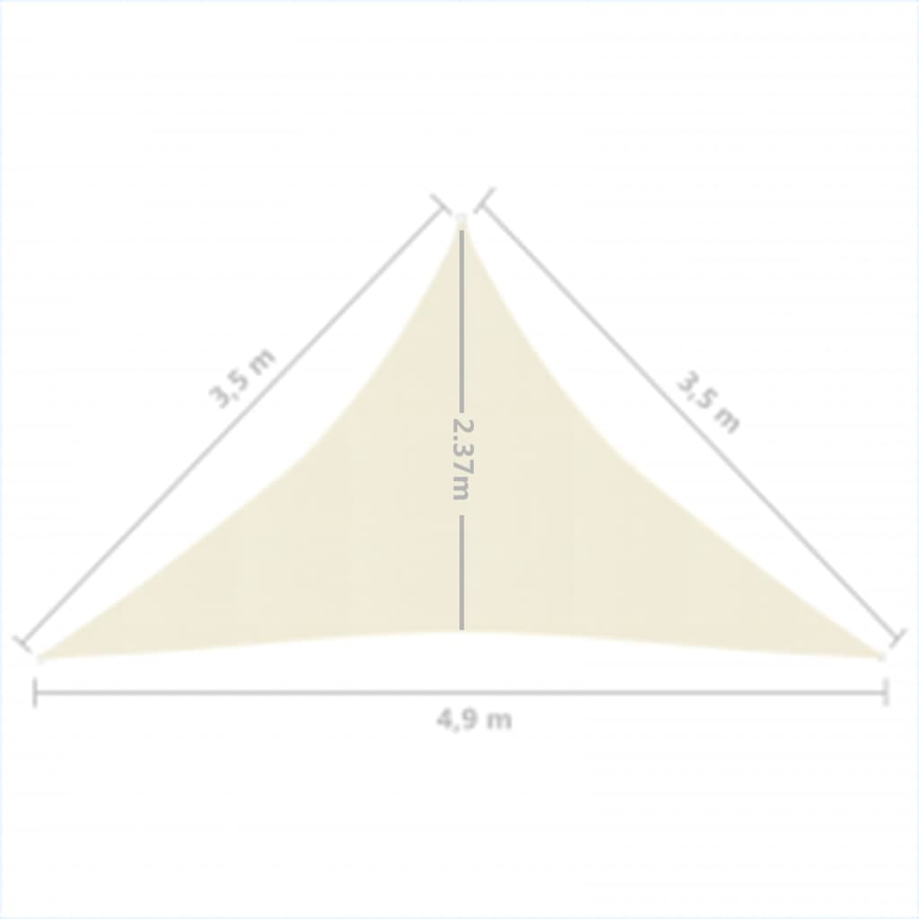 vidaXL Toldo de vela crema HDPE 160 g/m² 3,5x3,5x4,9 m