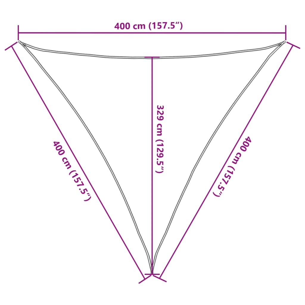 vidaXL Toldo de vela crema HDPE 160 g/m² 4x4x4 m