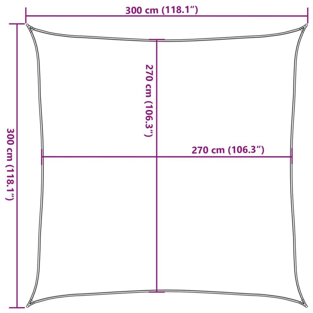 vidaXL Toldo de vela blanco HDPE 160 g/m² 3x3 m