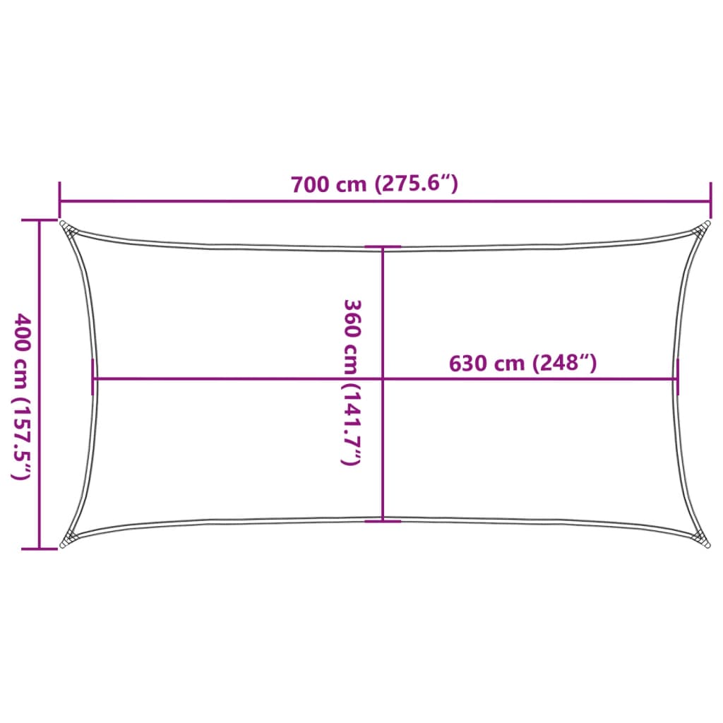 vidaXL Toldo de vela blanco HDPE 160 g/m² 4x7 m