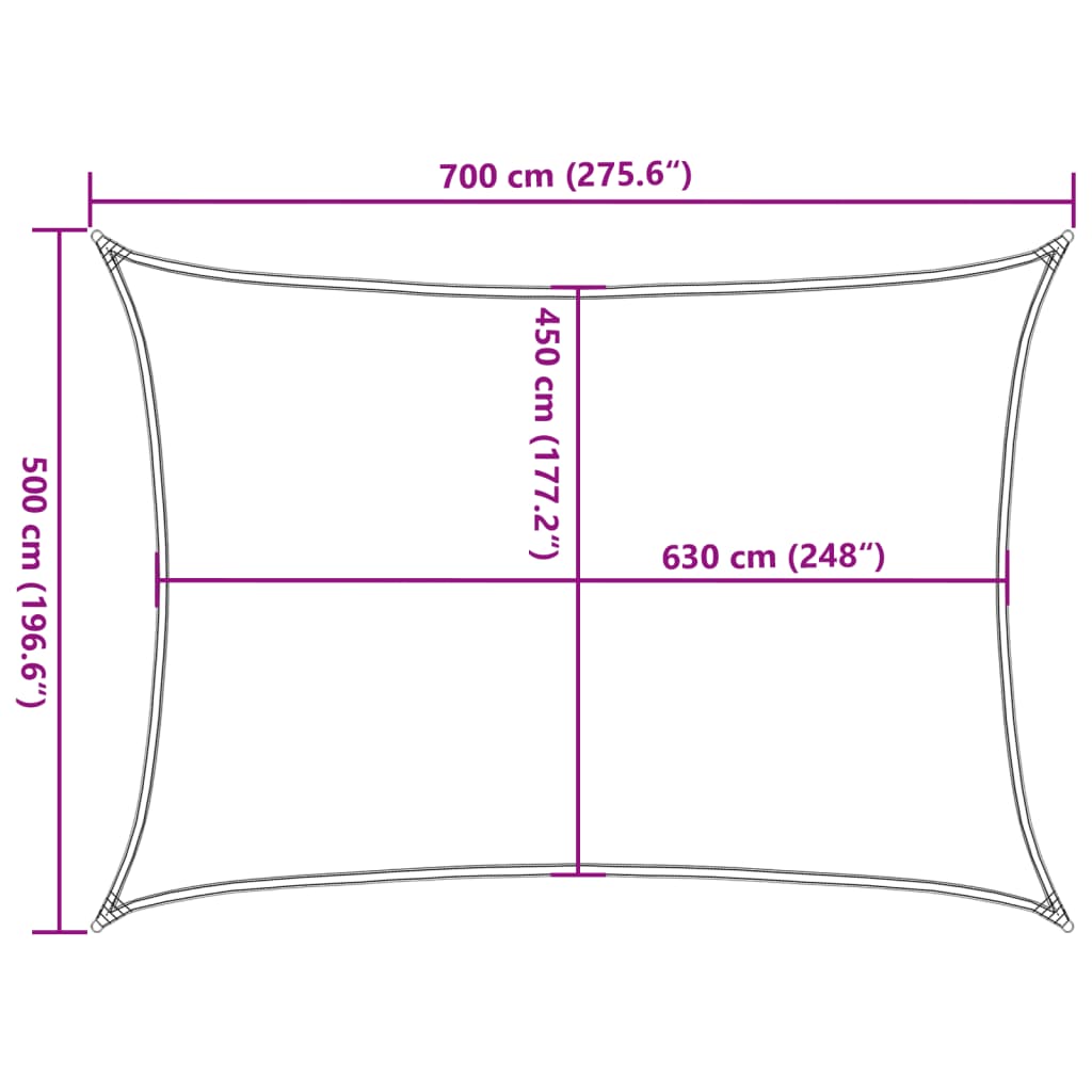 vidaXL Toldo de vela blanco HDPE 160 g/m² 5x7 m