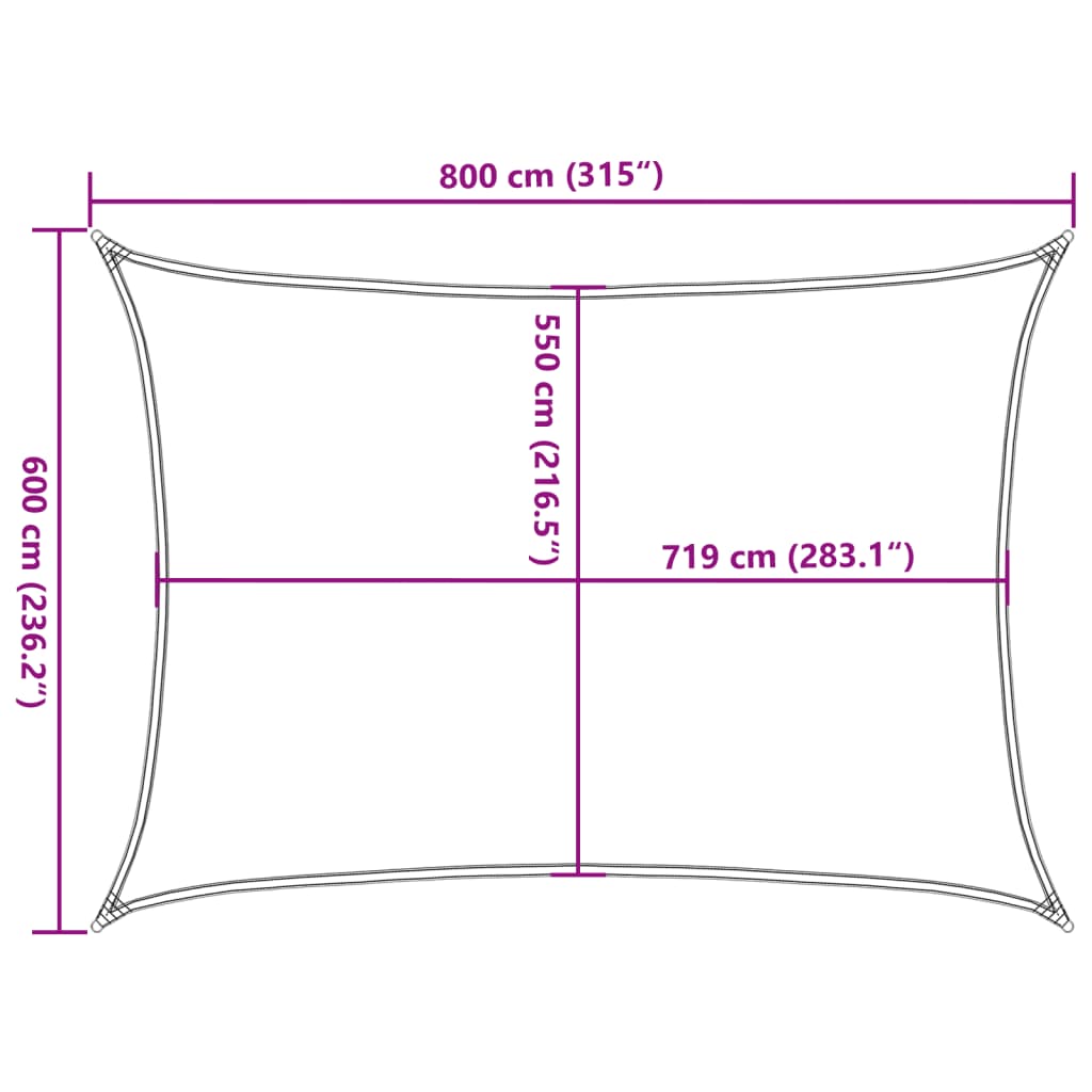 vidaXL Toldo de vela blanco HDPE 160 g/m² 6x8 m